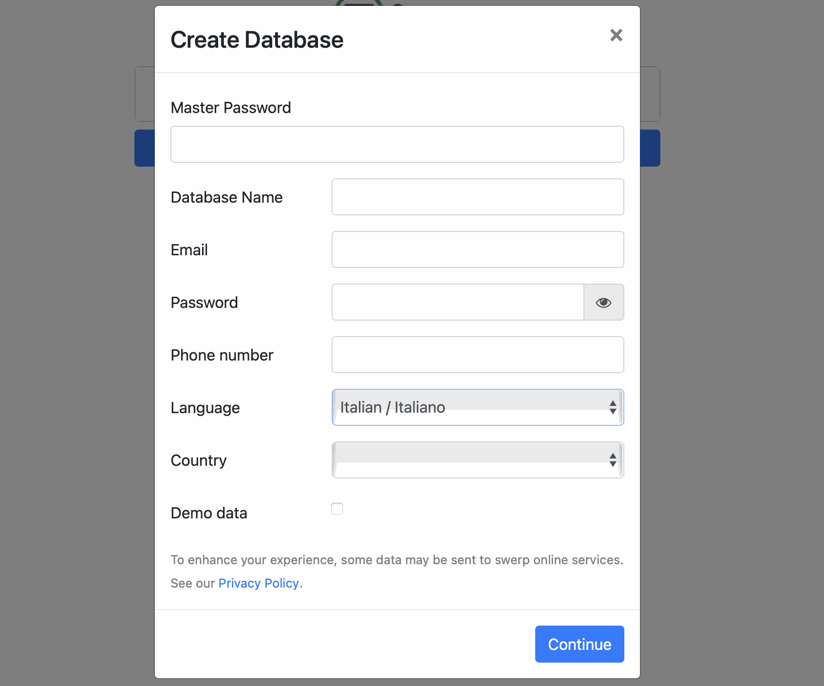 Crea il tuo database